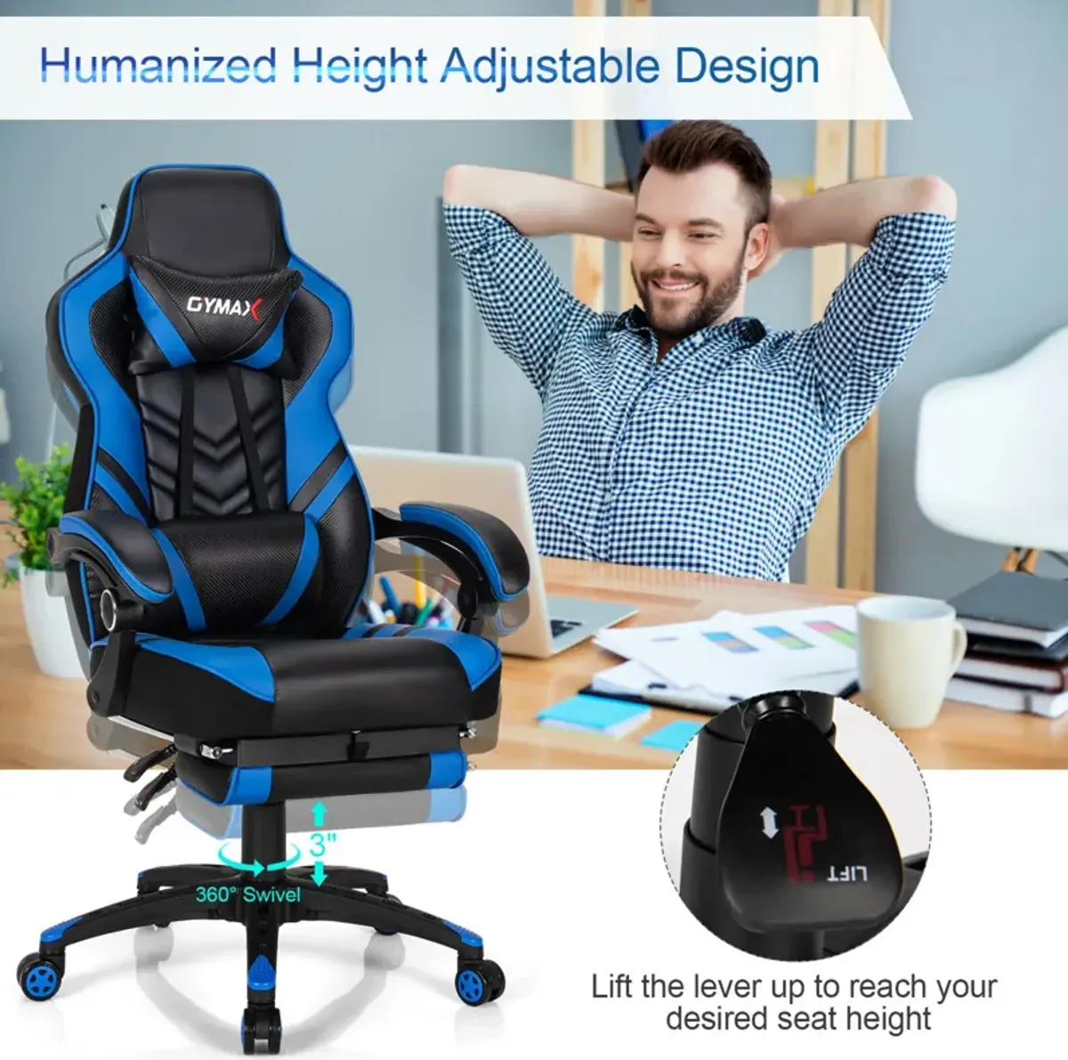 Costway Office Computer Desk Chair Gaming Chair Adjustable Swivel