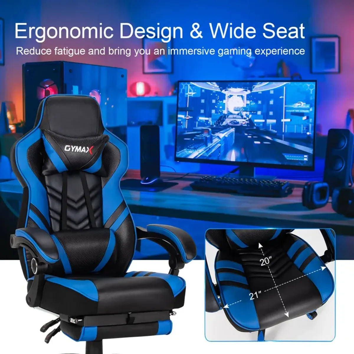 Costway Office Computer Desk Chair Gaming Chair Adjustable Swivel