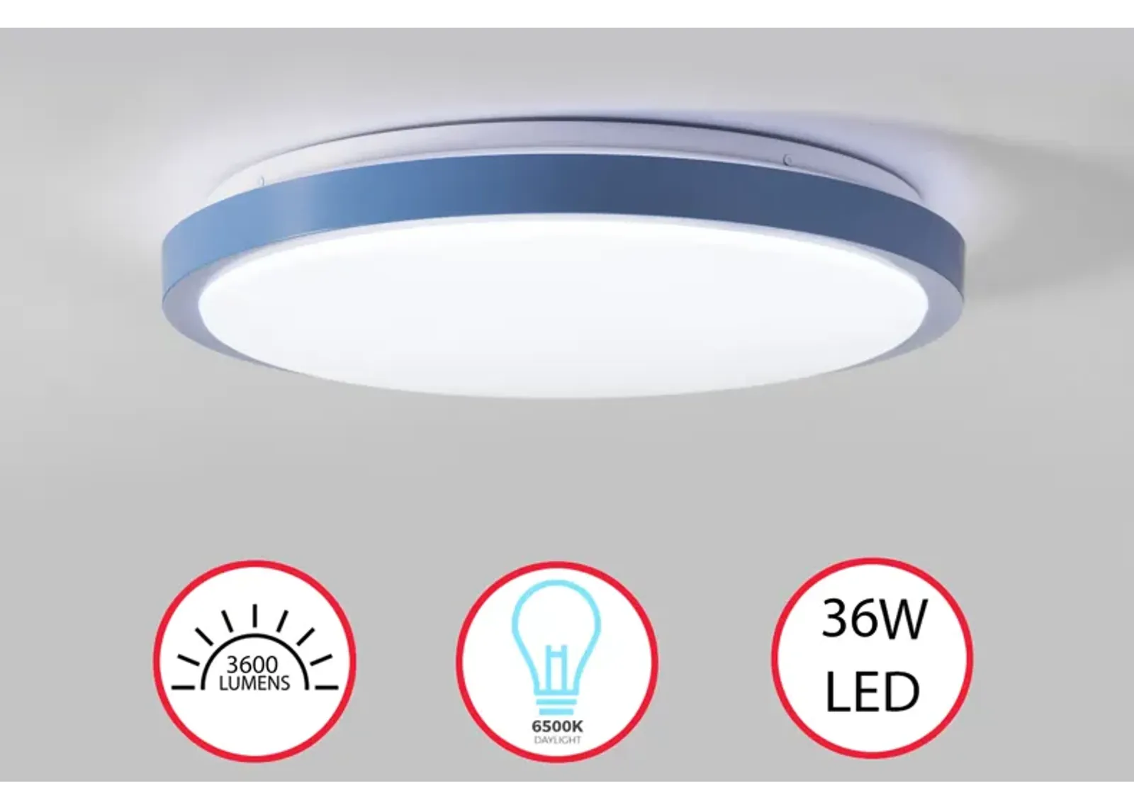 "Modern Round LED Ceiling Light Fixture Flush Mount Lighting, 6500K Daylight White, Energy-Saving with 30,000 Hour Lifetime for Residential and Commercial Space 12"" White"