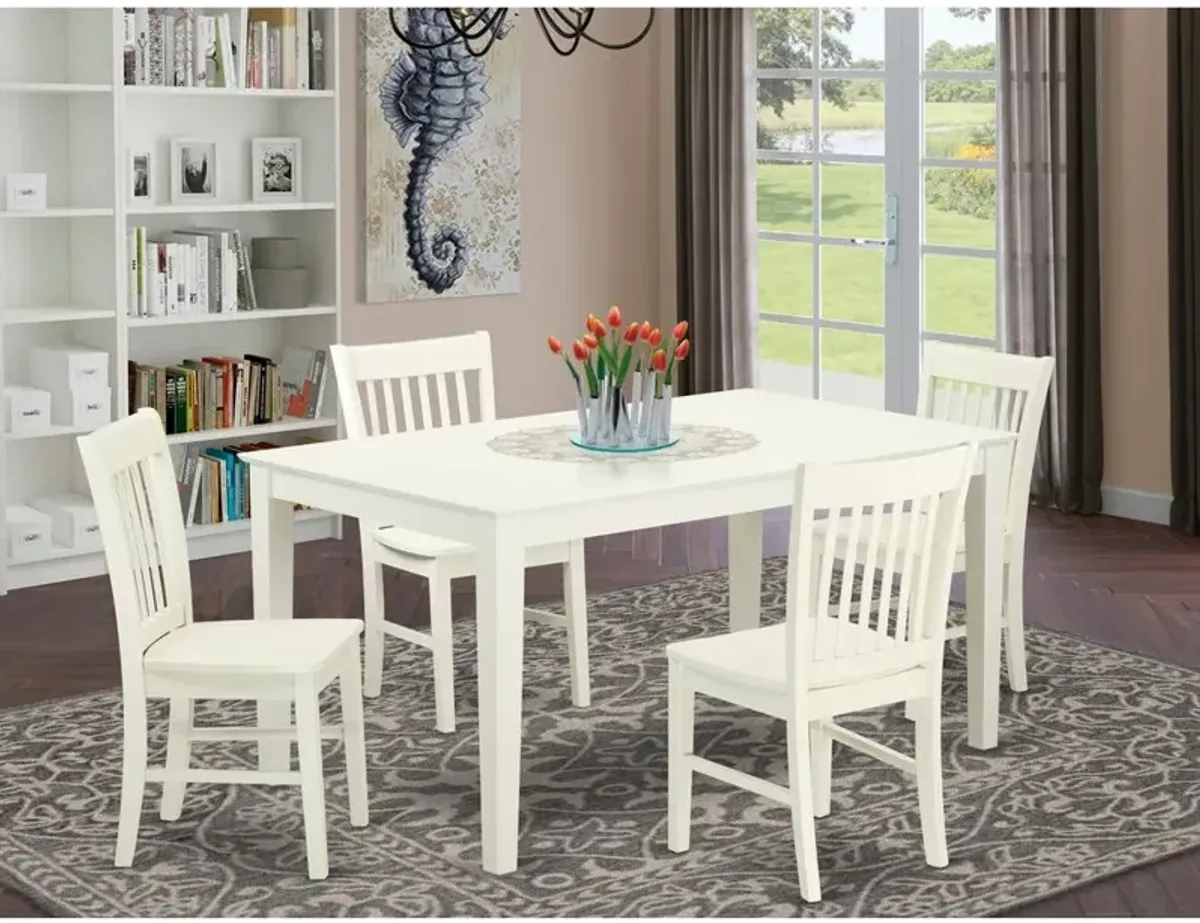 East West Furniture Dining Room Set Linen White, CANO5-LWH-W