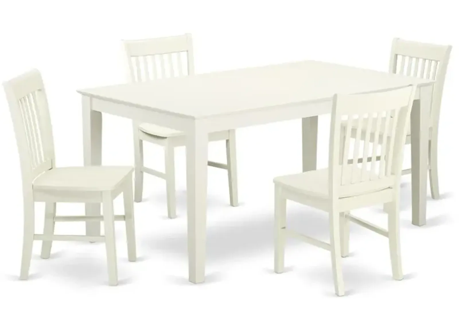 East West Furniture Dining Room Set Linen White, CANO5-LWH-W