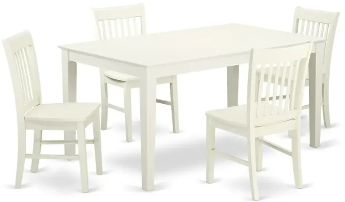 East West Furniture Dining Room Set Linen White, CANO5-LWH-W