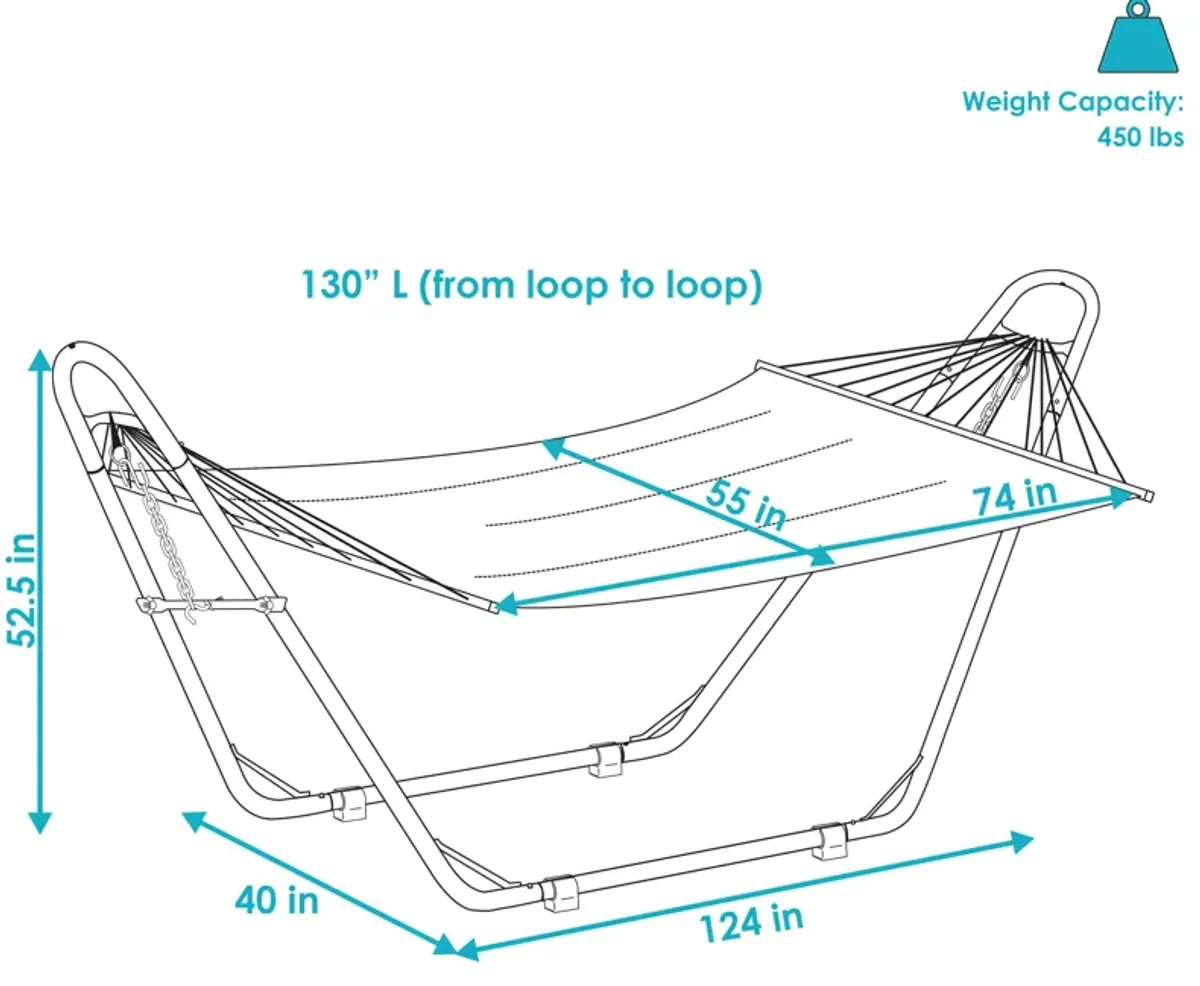 Sunnydaze 2-person Quilted Hammock with Universal Steel Stand