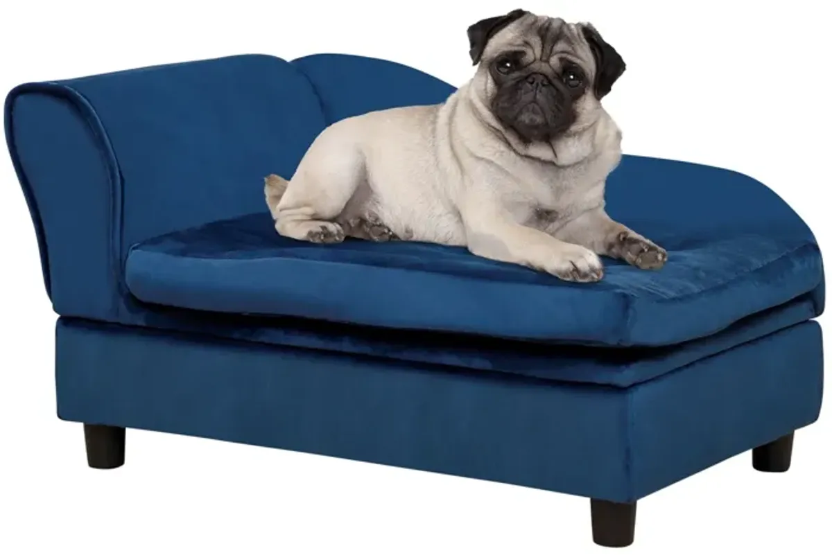 Blue Pet Lounger: Sofa Bed with Storage for Cats and Small Dogs