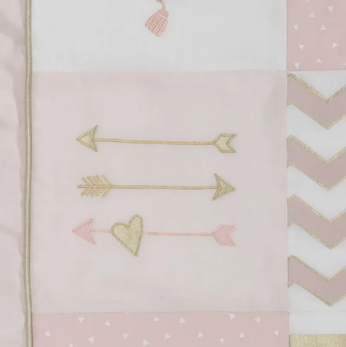 Lambs & Ivy Baby Love Pink/Gold Girl Heart 4 Piece Crib Bedding Set