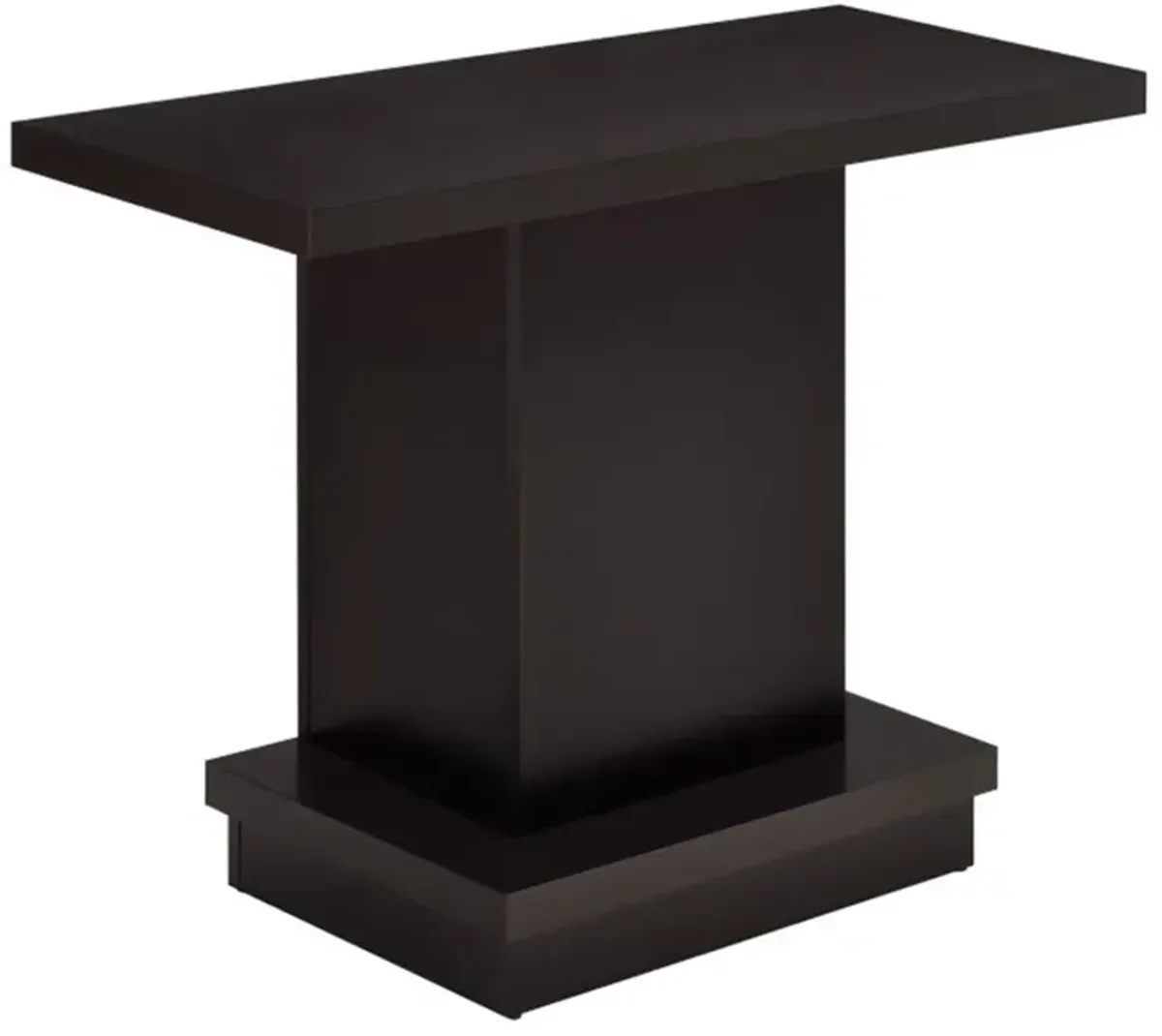 Contemporary Sofa Table With Pedestal Base, Cappuccino Brown-Benzara