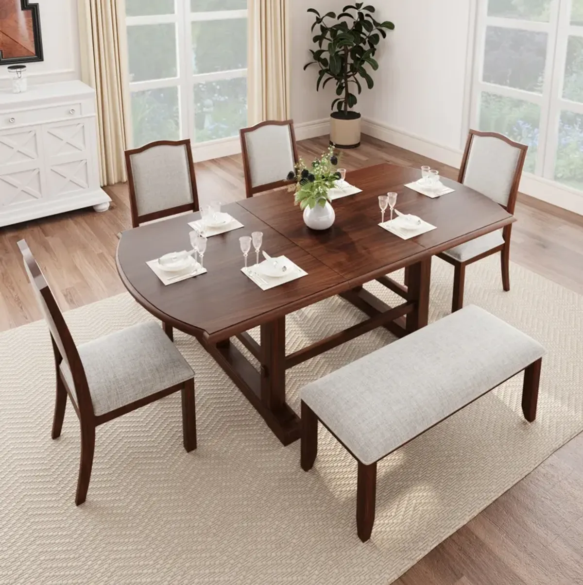 Merax 6-Piece  Extendable Dining Table Set