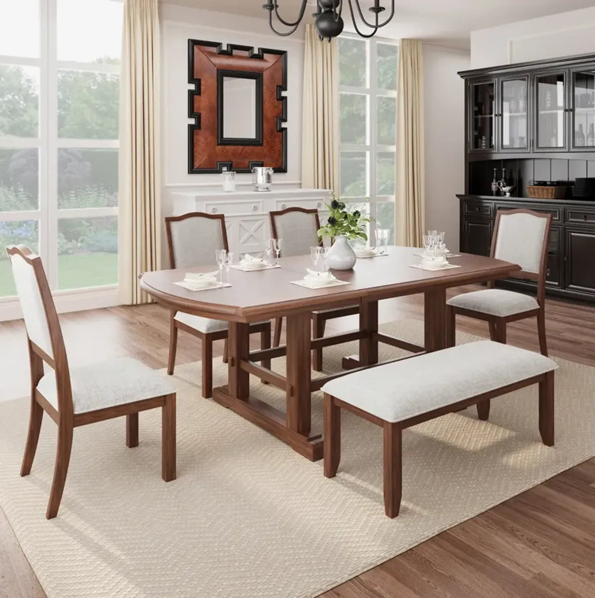 Merax 6-Piece  Extendable Dining Table Set