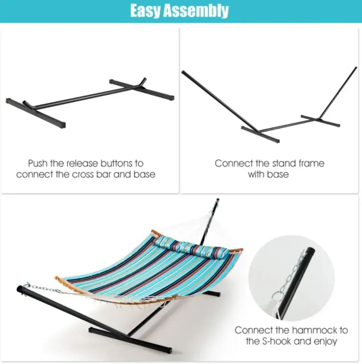 Hivvago 2-Person Heavy-Duty Hammock Stand with  Storage Bag