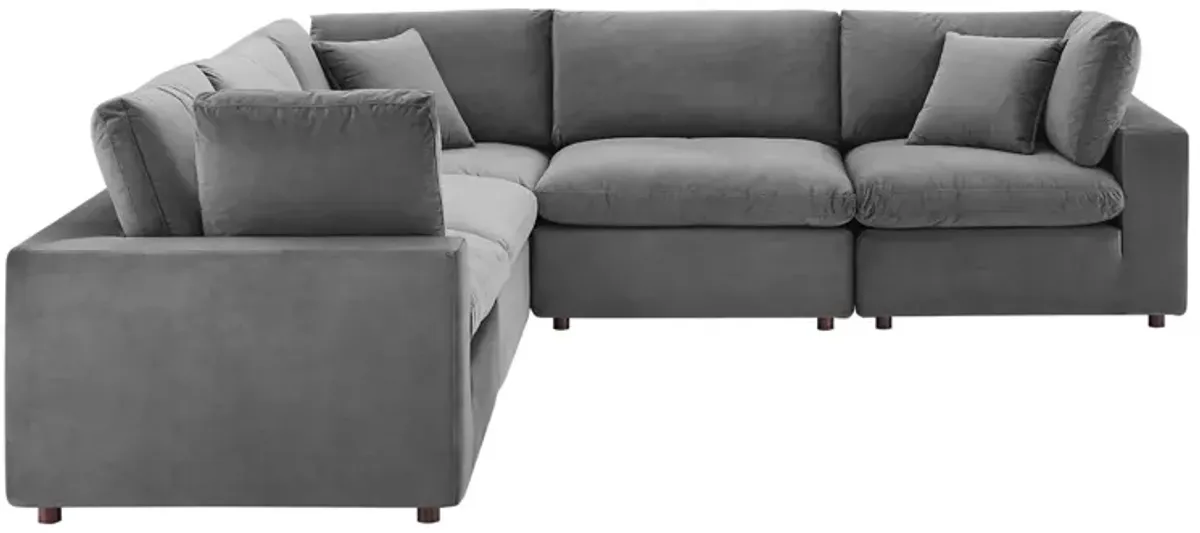 Commix Down Filled Overstuffed Performance Velvet 5-Piece Sectional Sofa