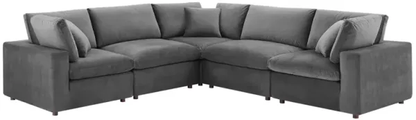 Commix Down Filled Overstuffed Performance Velvet 5-Piece Sectional Sofa
