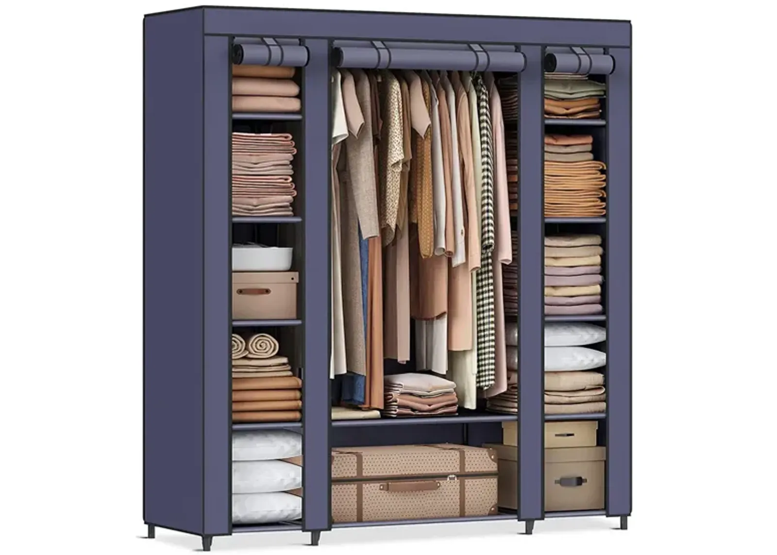 Portable Clothes Storage Solution with Shelves & Hanging Rail