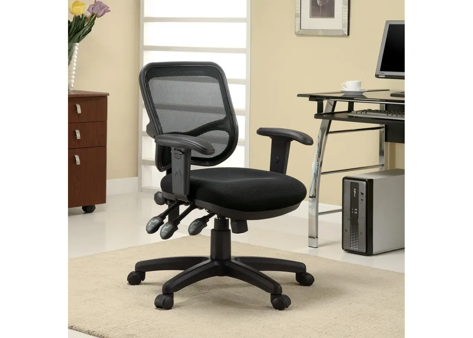 Ergonomic Mesh Office Chair, Black-Benzara