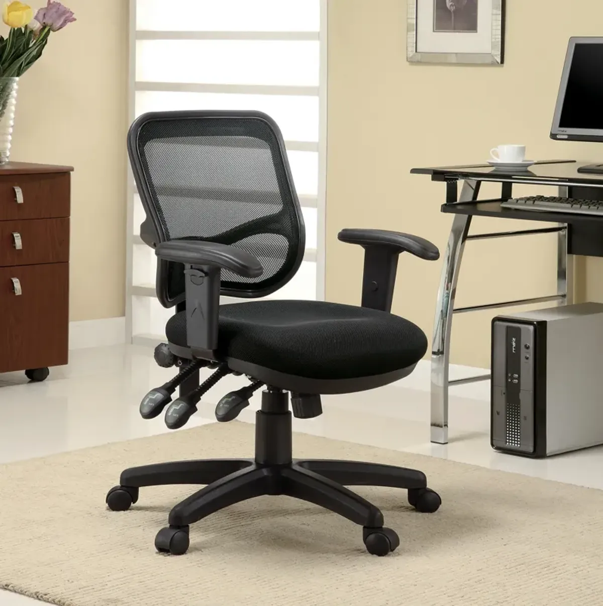 Ergonomic Mesh Office Chair, Black-Benzara