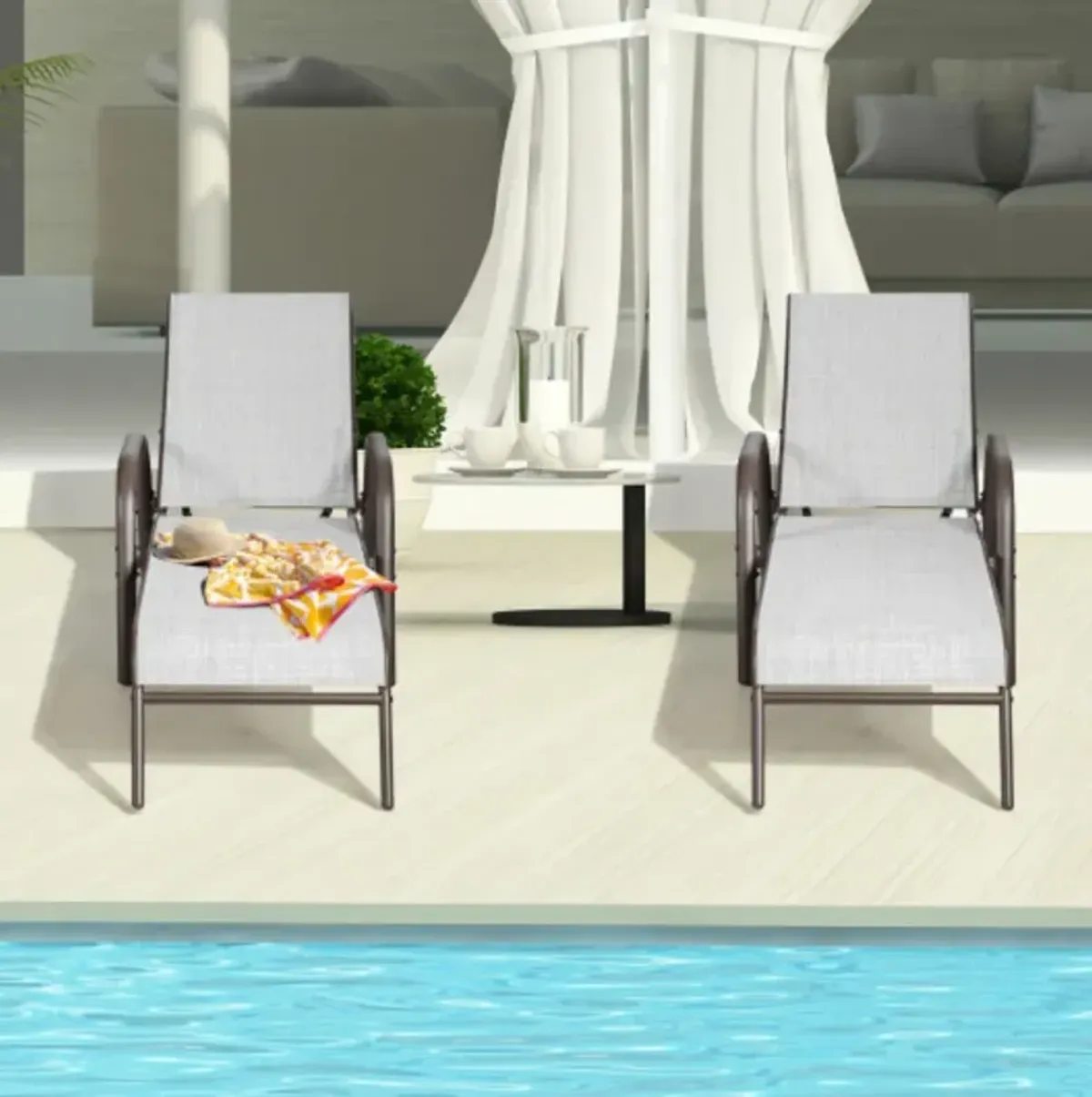 Set of 2 Patio Lounge Chairs