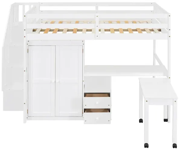 Merax Loft Bed with Desk and Wardrobe