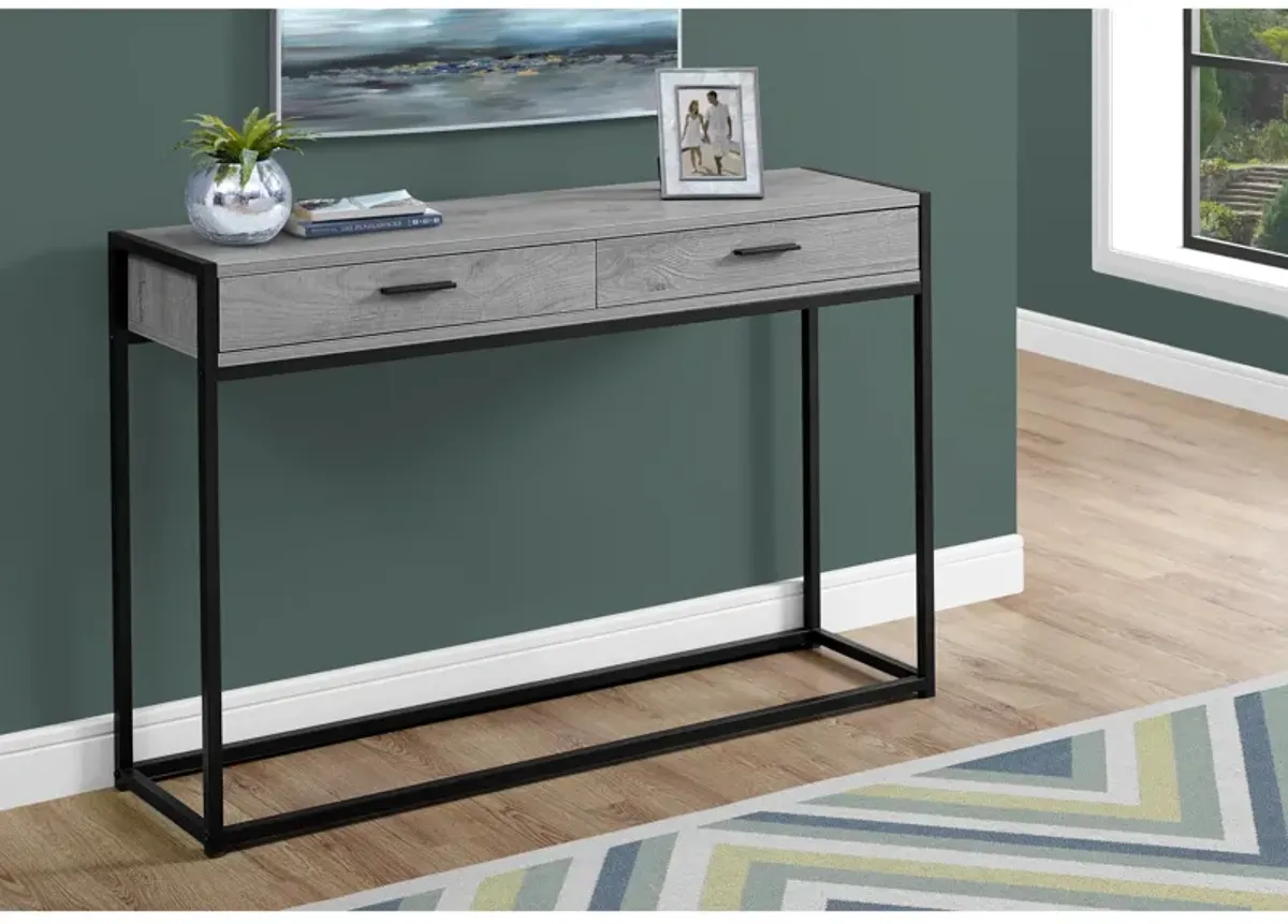 Monarch Specialties I 3510 Accent Table, Console, Entryway, Narrow, Sofa, Storage Drawer, Living Room, Bedroom, Metal, Laminate, Grey, Black, Contemporary, Modern