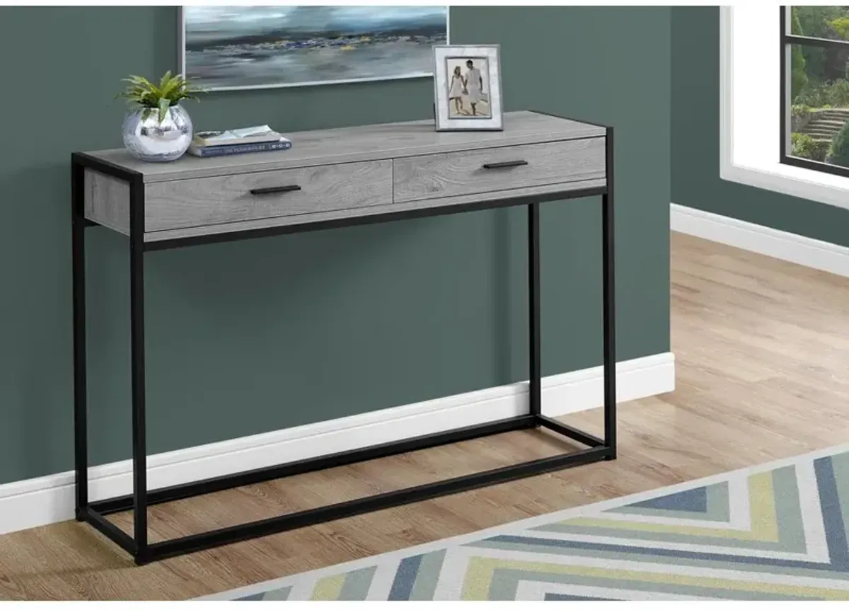 Monarch Specialties I 3510 Accent Table, Console, Entryway, Narrow, Sofa, Storage Drawer, Living Room, Bedroom, Metal, Laminate, Grey, Black, Contemporary, Modern