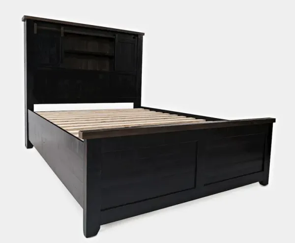 Jofran Madison County Rustic Reclaimed Pine Farmhouse Queen Barn Door Bed