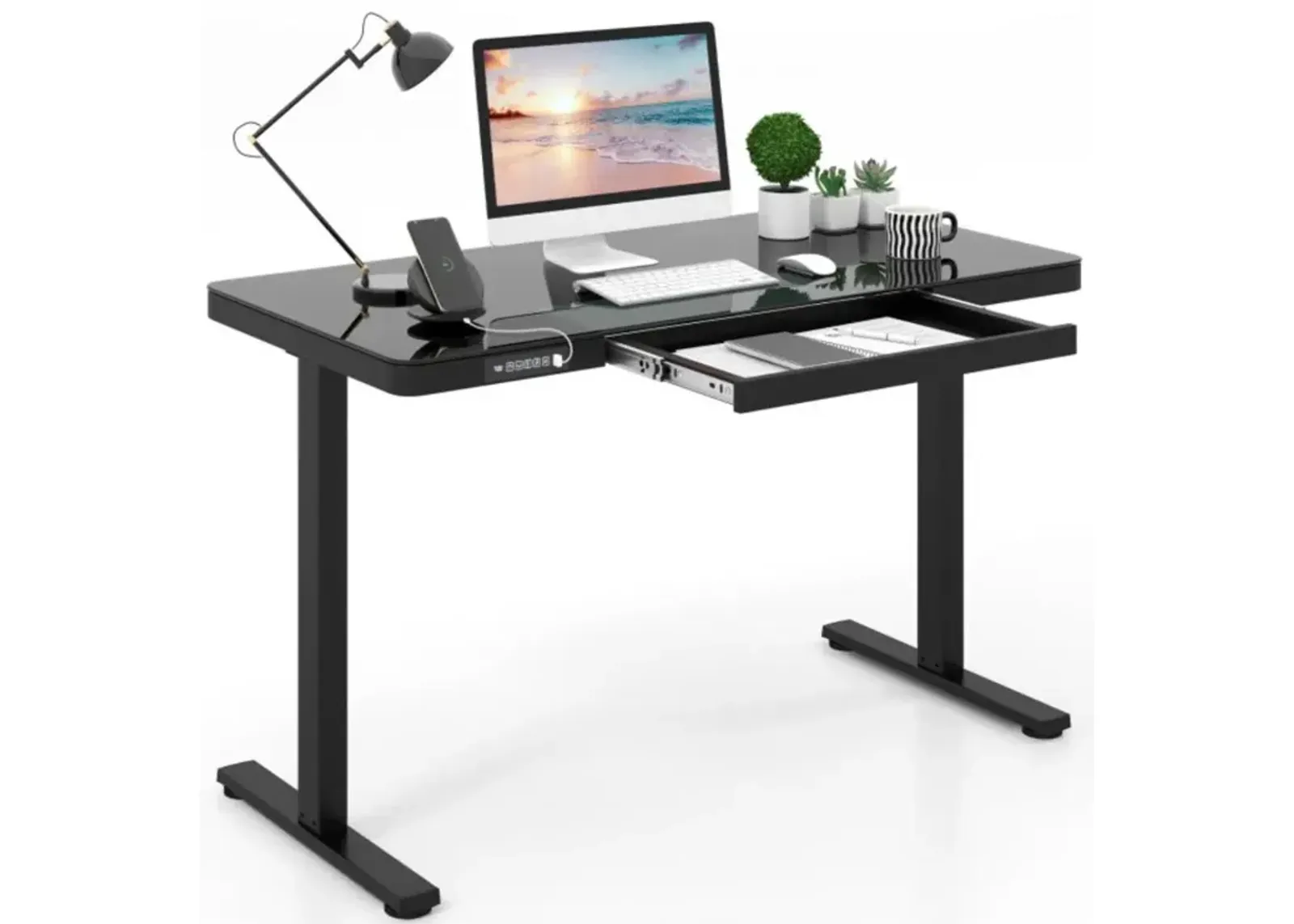 Hivvago 48-Inch Height Adjustable Electric Standing Desk with Drawer