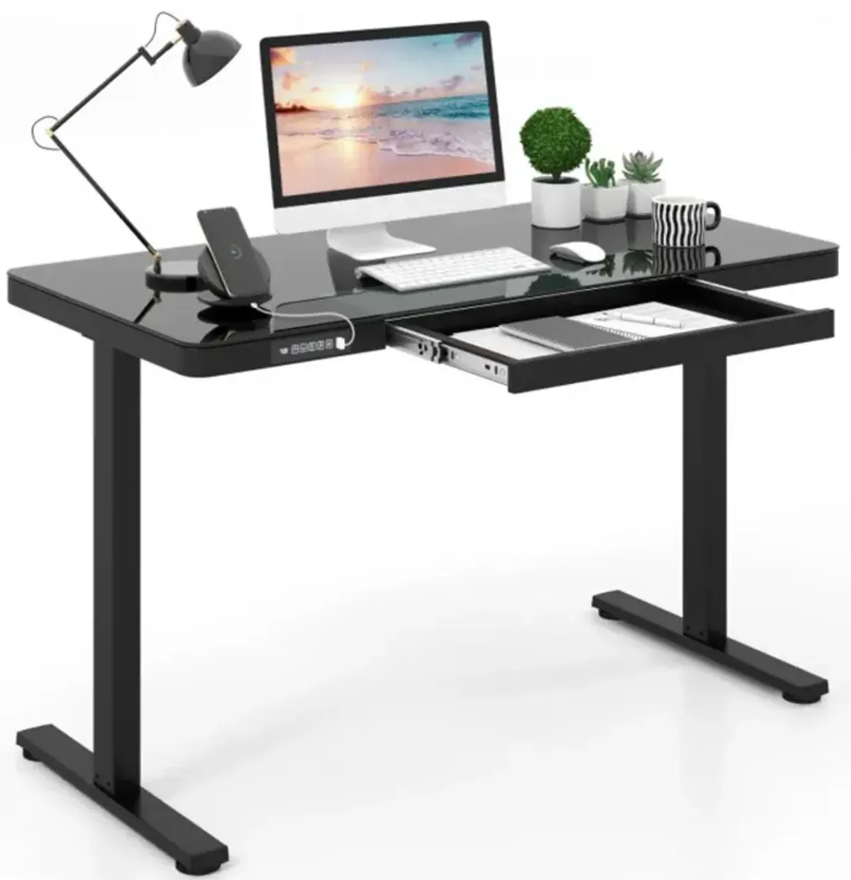 Hivvago 48-Inch Height Adjustable Electric Standing Desk with Drawer