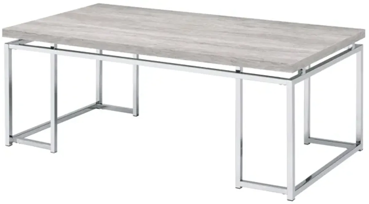 ACME Chafik Coffee Table, Natural Oak & Chrome