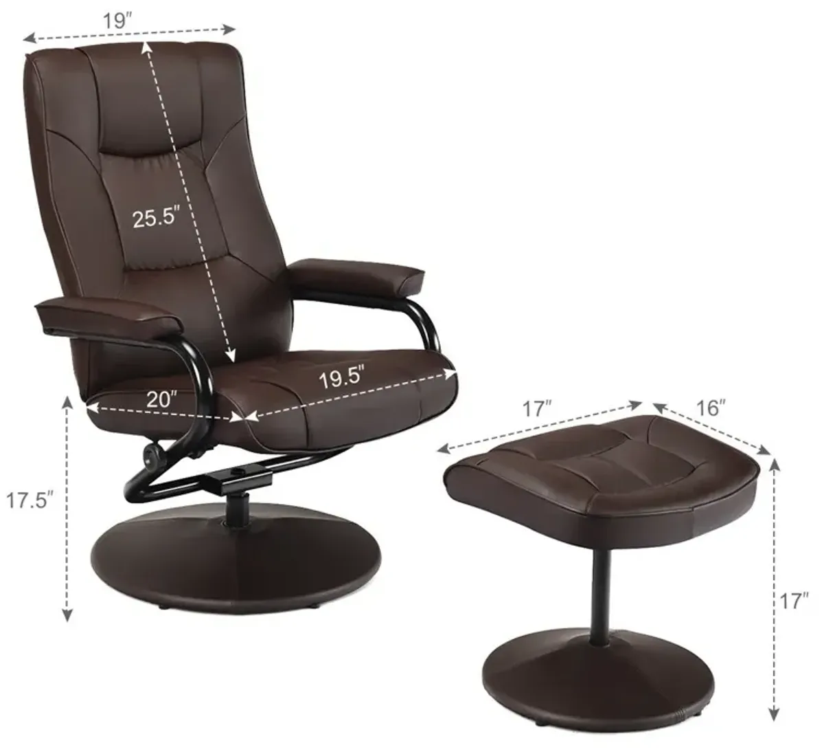 360° Swivel Recliner Chair with Ottoman