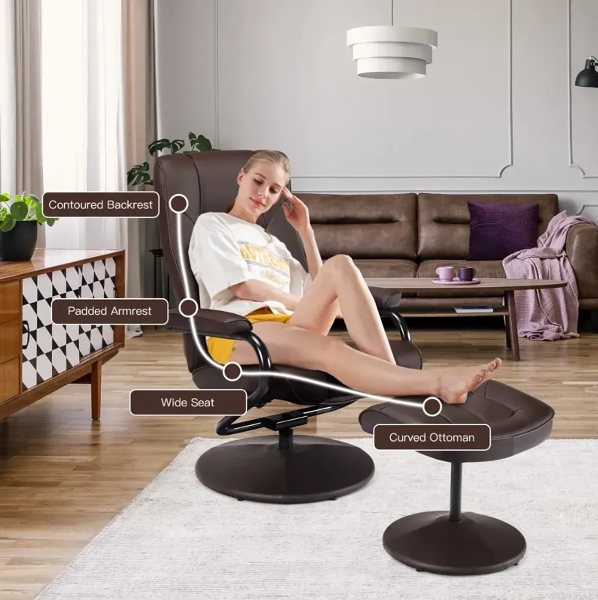 360° Swivel Recliner Chair with Ottoman