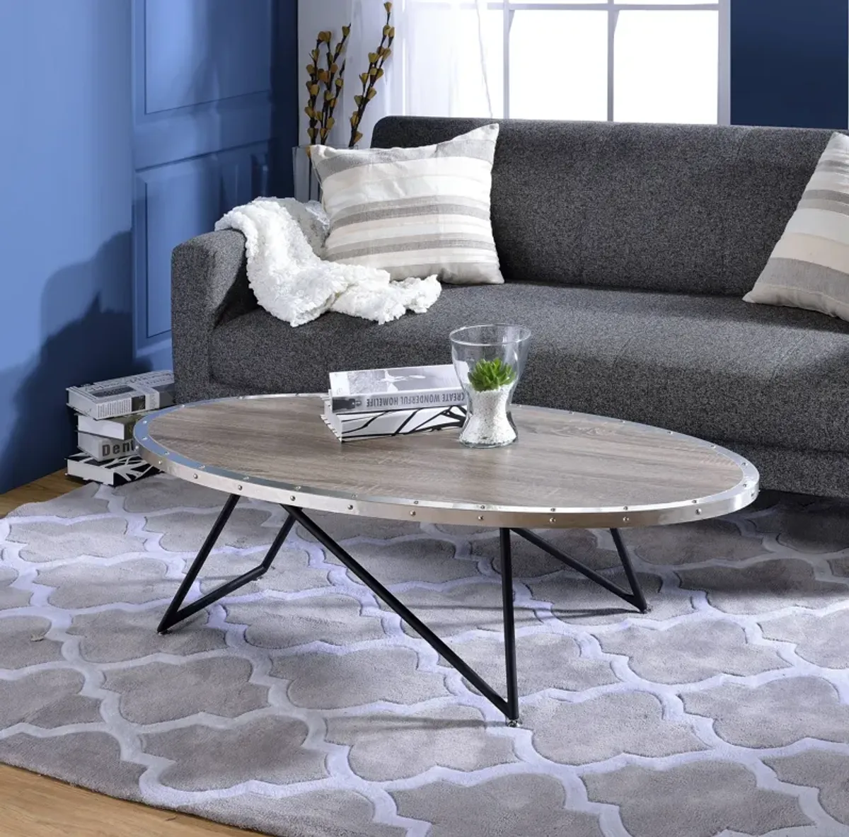 ACME Allis Coffee Table, Weathered Gray Oak