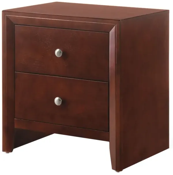 Wooden Nightstand with Two Storage Drawers, Cherry Brown-Benzara
