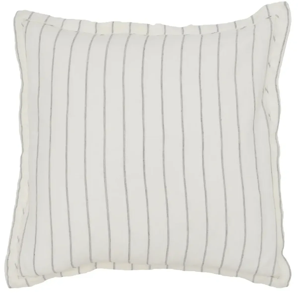 Tara 26 Inch Linen Square Euro Pillow Sham with Woven Stripe Design -Benzara