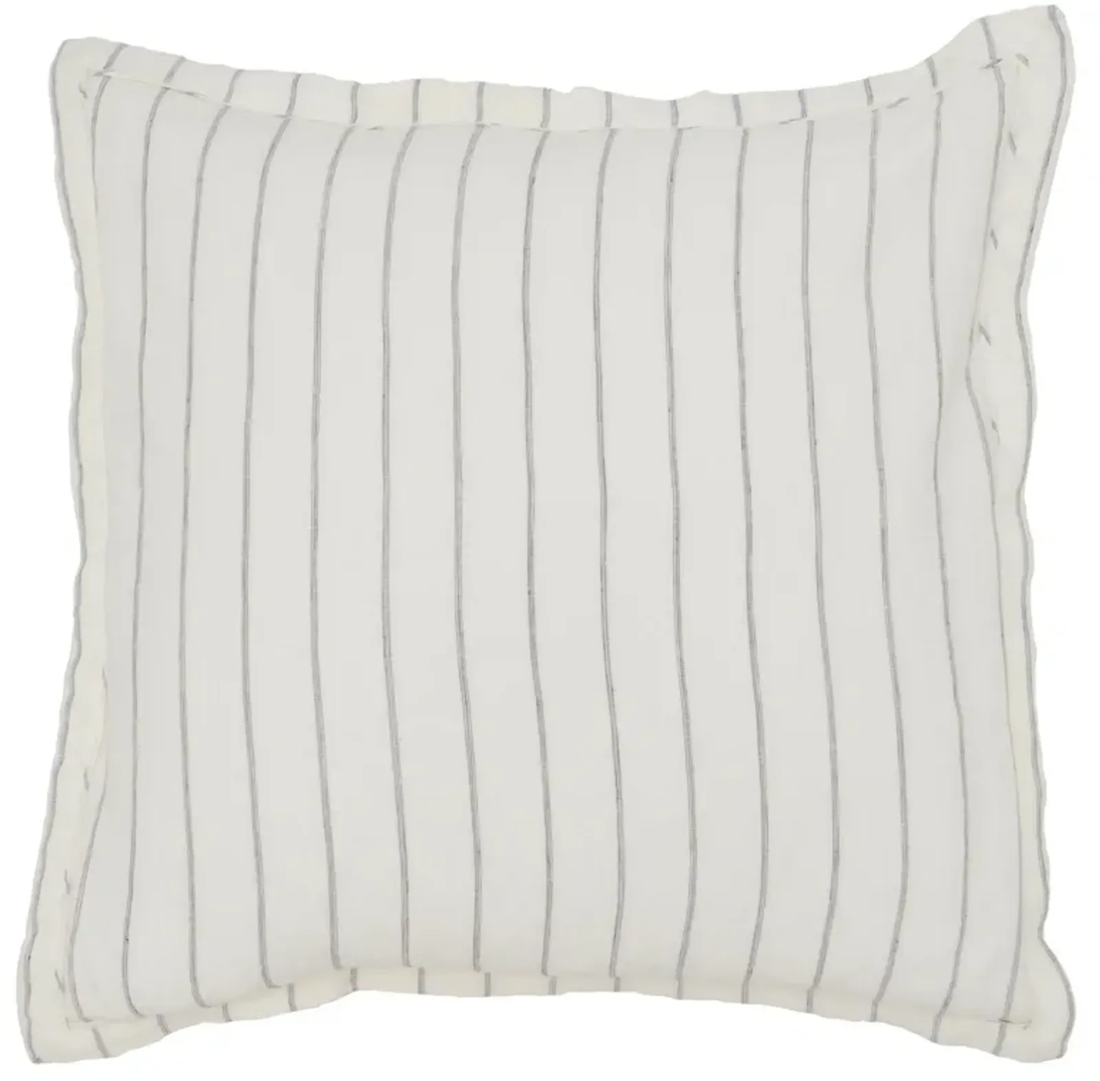 Tara 26 Inch Linen Square Euro Pillow Sham with Woven Stripe Design -Benzara