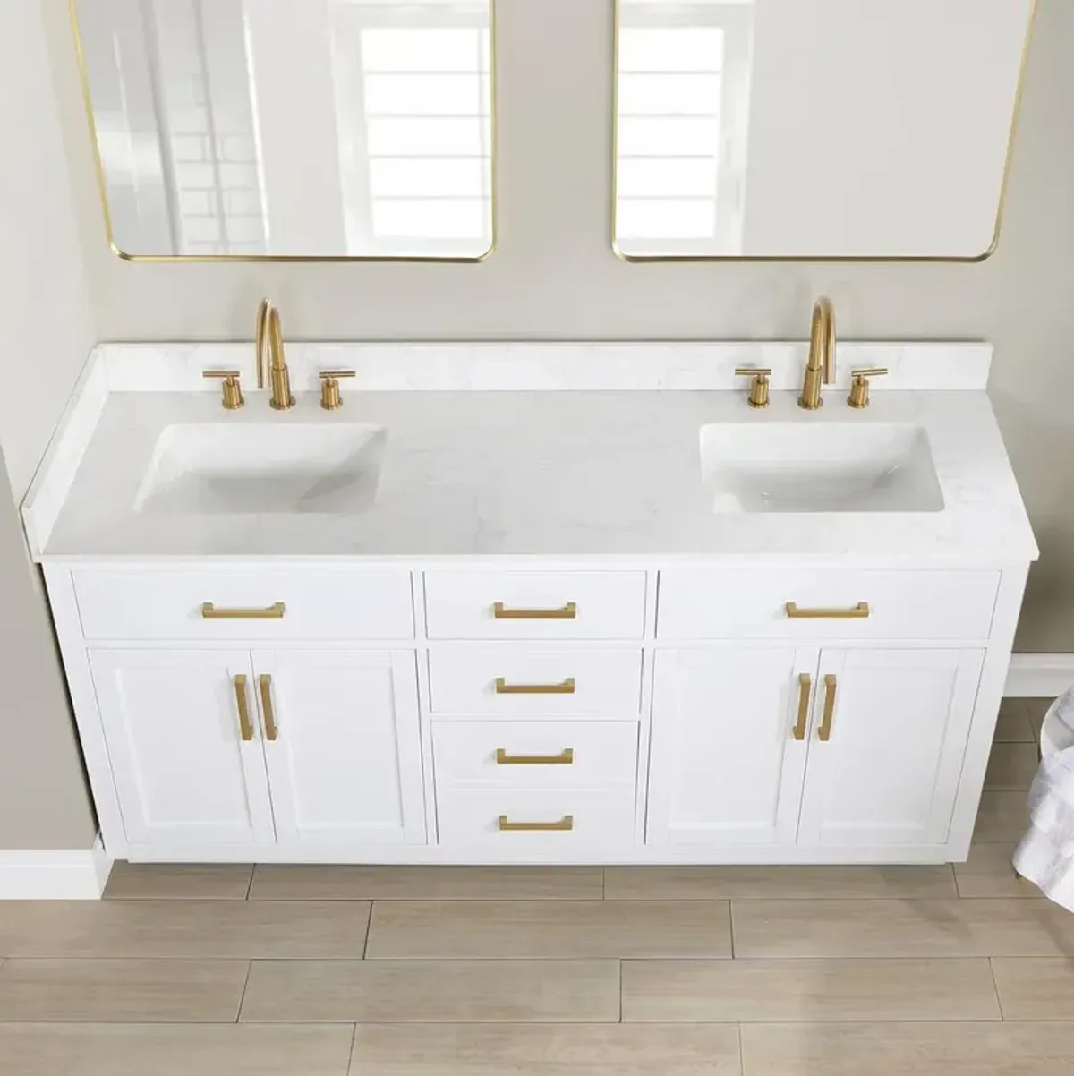 Altair 72 Double Bathroom Vanity in White with Mirror