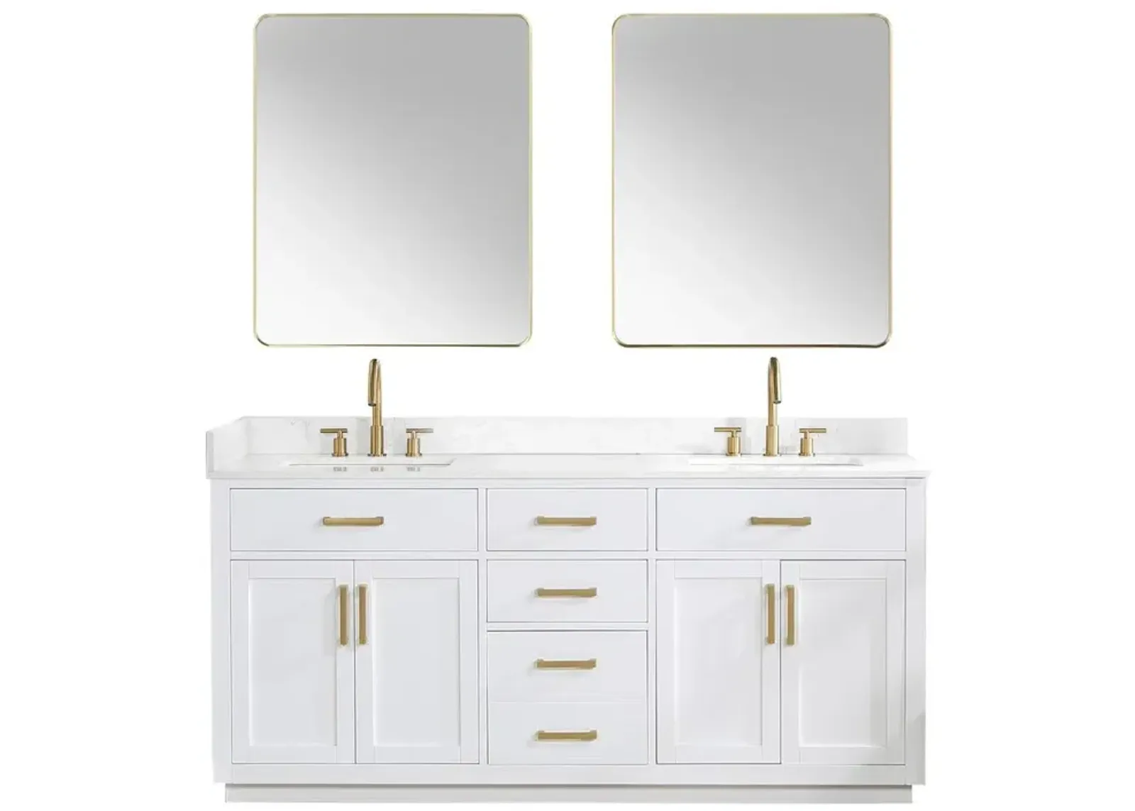 Altair 72 Double Bathroom Vanity in White with Mirror