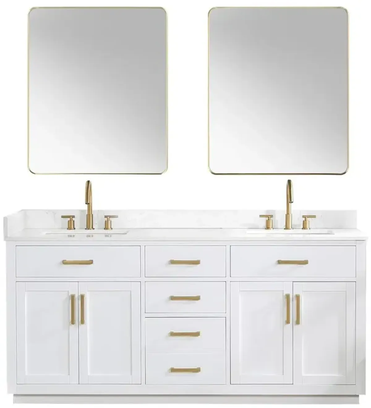 Altair 72 Double Bathroom Vanity in White with Mirror