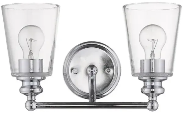 Hivvago Two Light Silver Glass Shade Wall Sconce