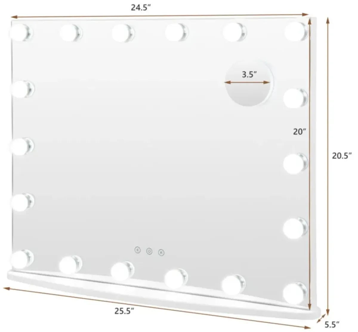 Hivvago Vanity Mirror with 18 Dimmable LED Bulbs and 3 Color Lighting Modes-White