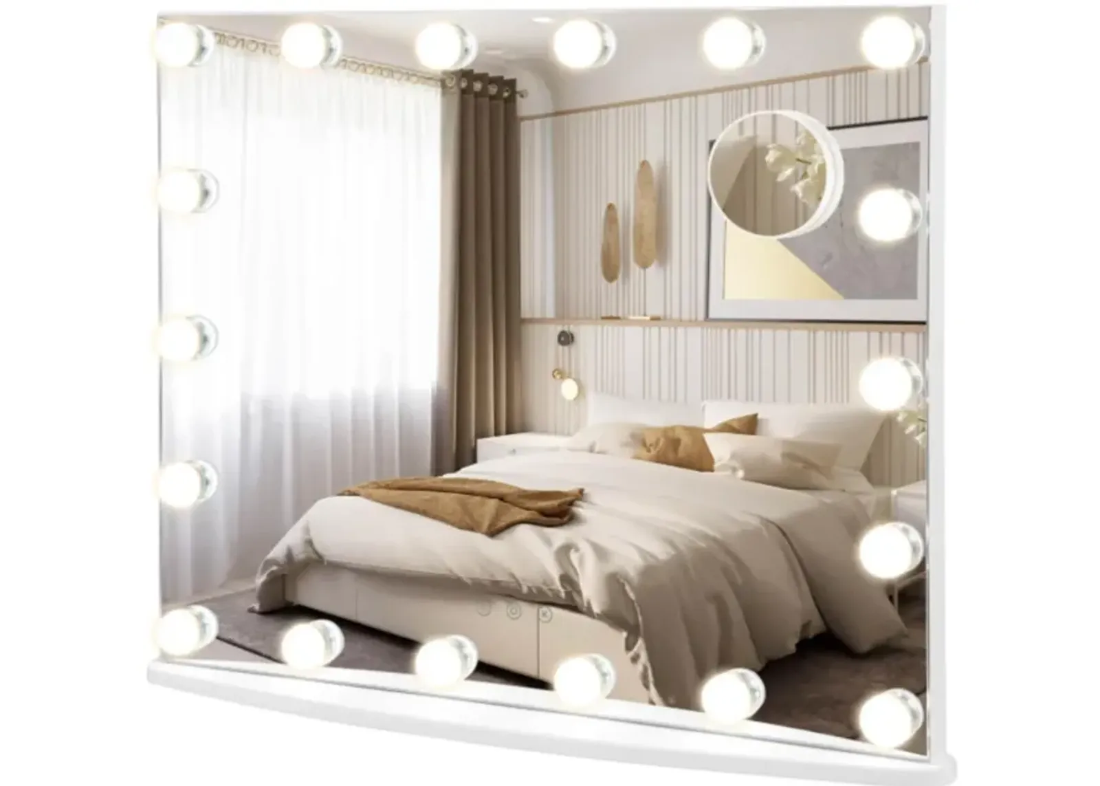 Hivvago Vanity Mirror with 18 Dimmable LED Bulbs and 3 Color Lighting Modes-White