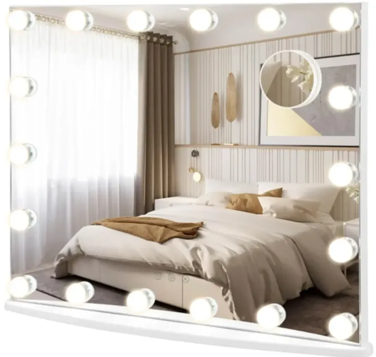 Hivvago Vanity Mirror with 18 Dimmable LED Bulbs and 3 Color Lighting Modes-White