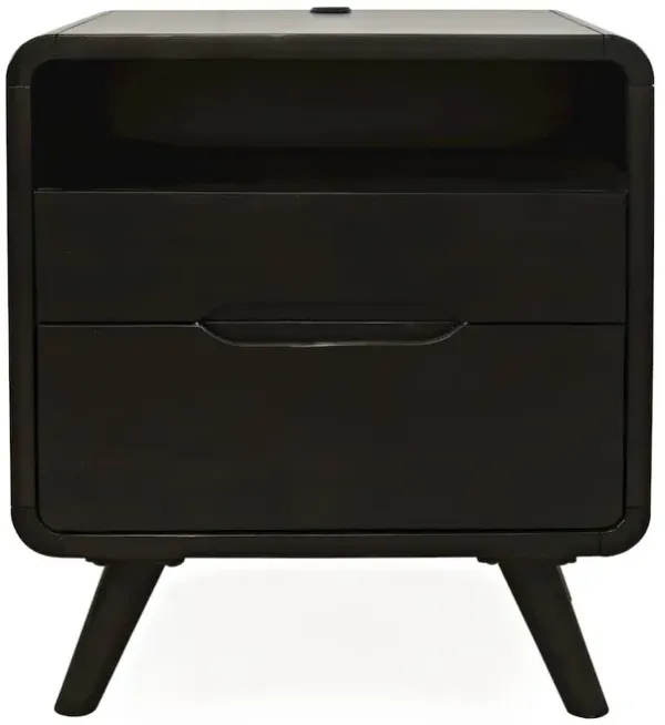 Jofran Marlowe Mid-Century Modern 25 Curved Nightstand with USB Charging