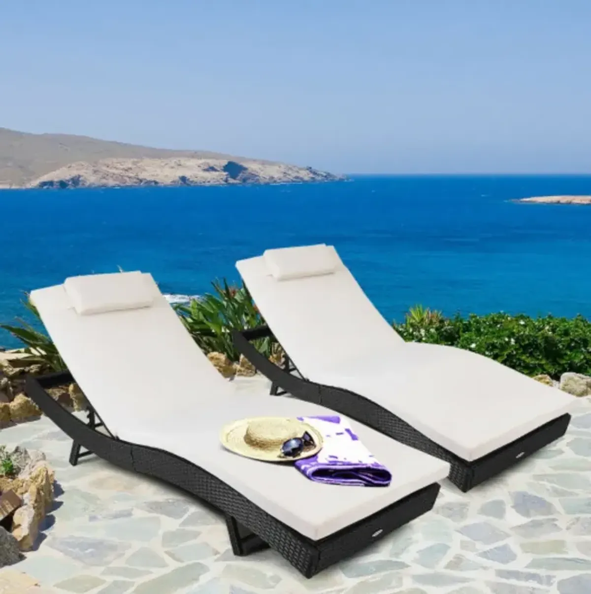 Outdoor Rattan Chaise Lounge Chair