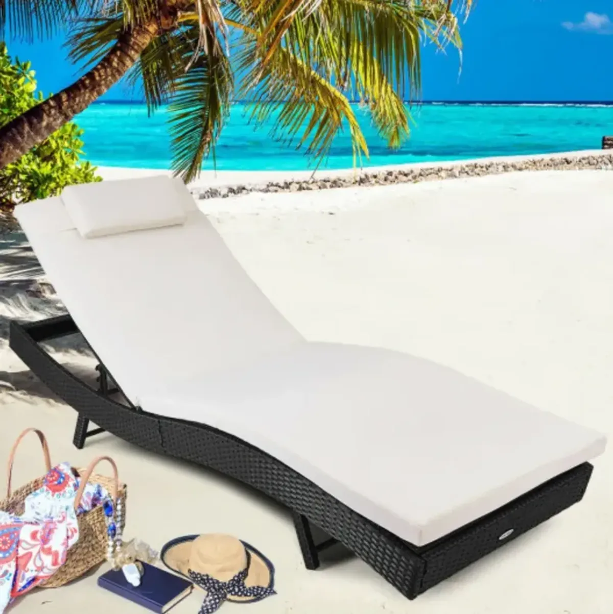 Outdoor Rattan Chaise Lounge Chair