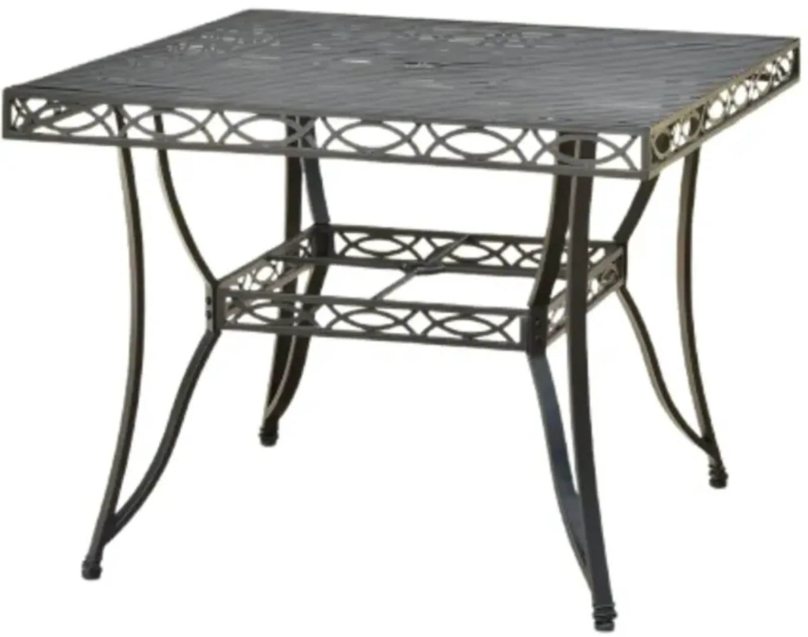 Segovia Iron 39-inch Square Dining Table with Umbrella Hole