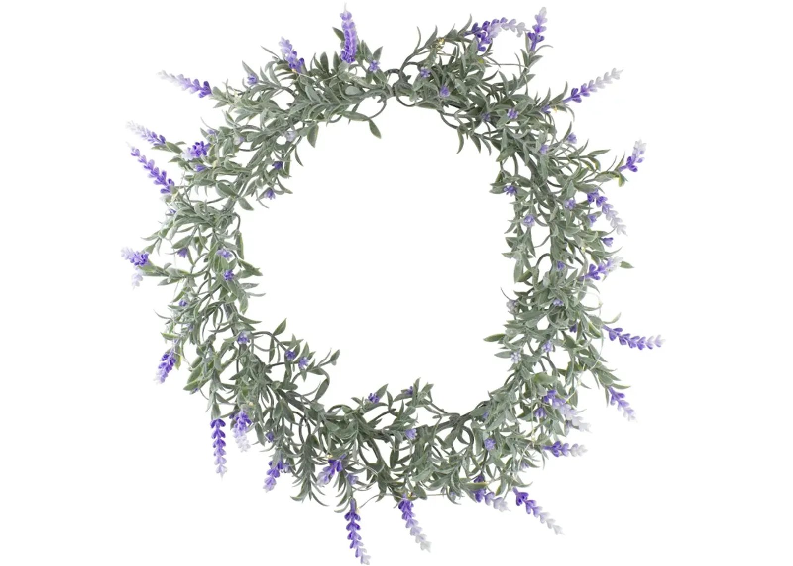 Pre-Lit Battery Operated Ombre Lavender Spring Wreath - 16" - White LED Lights