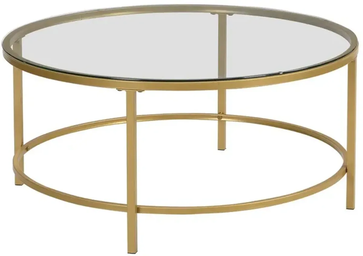 Carolina Living Verazano Glass Top 36 Round Coffee Table - Gold