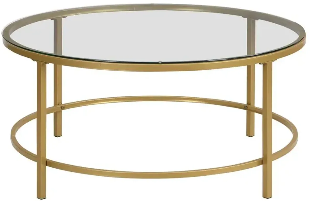 Carolina Living Verazano Glass Top 36 Round Coffee Table - Gold