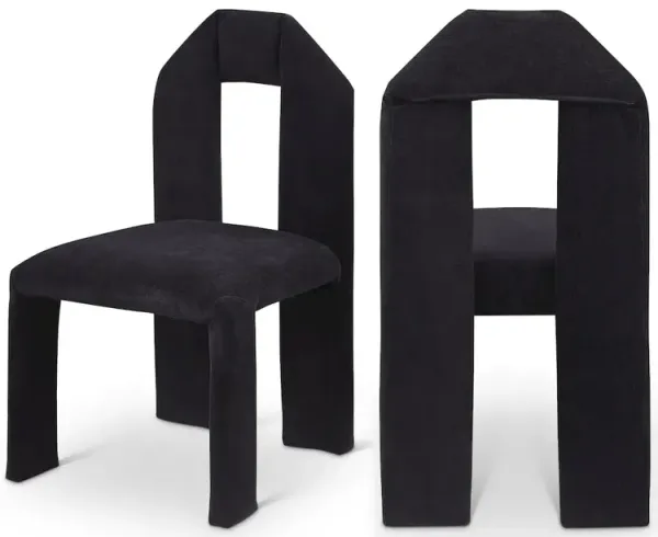 Meridian Furniture Bennett Black Chenille Fabric Dining Chair, Set of 2