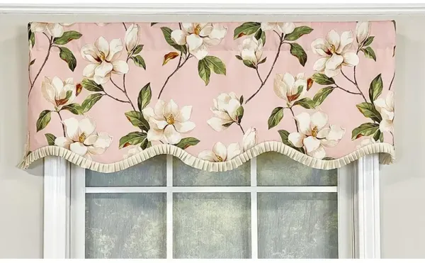 RLF Home Magnolia Ruffled Provance Valance Petal Pink. 3" Rod Pocket 50"W x 17"L