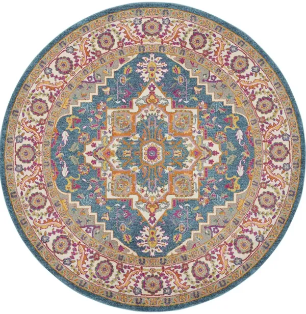 Passion PSN20 Teal/Multicolor 8' x Round Rug