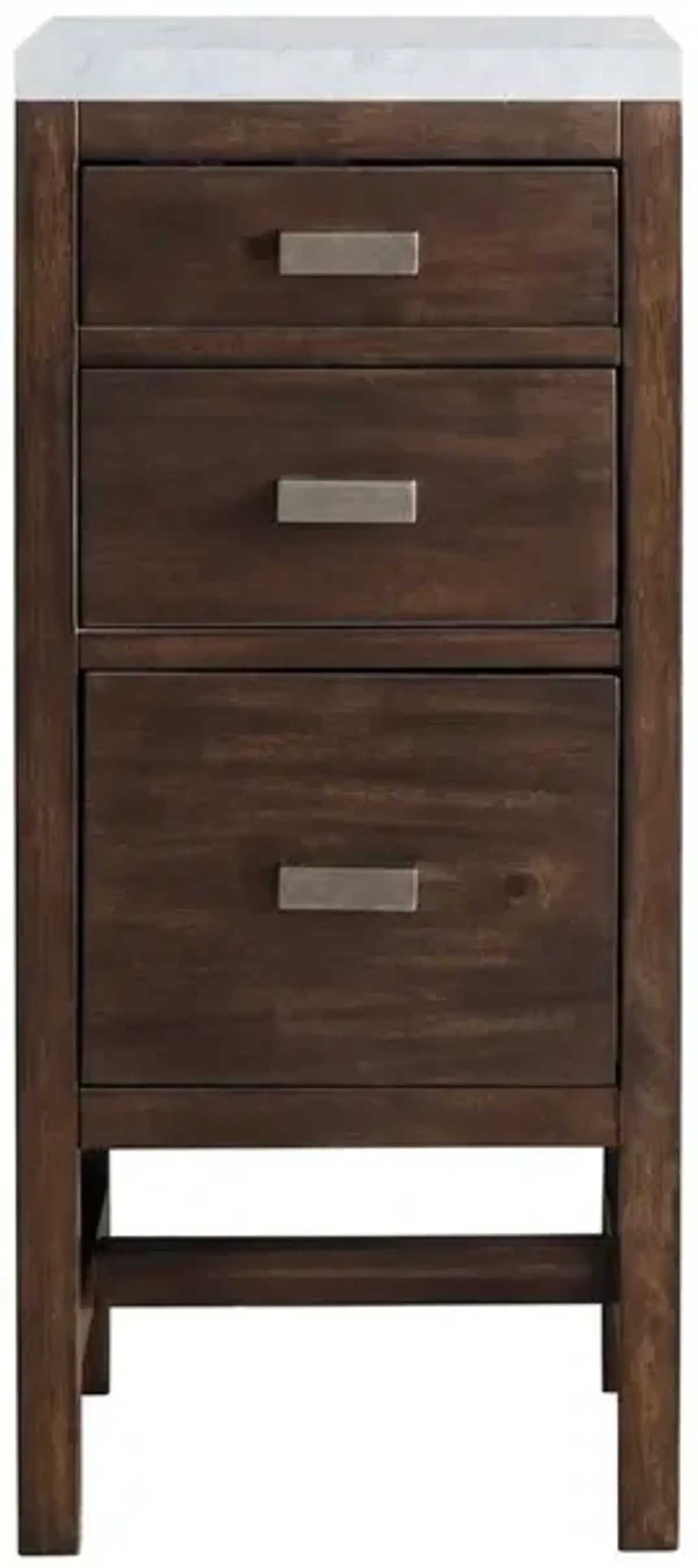 James Martin Vanities 15  Base Cabinet w/ Drawers, Mid Century Acacia w/ 3 CM Carrara Marble Top